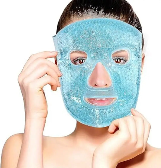 Cooling Gel Beads Face Mask โ Reusable Ice Pack for Puffiness & Dark Circles (Blue)
