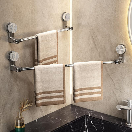 Precisee Rotating Retractable Towel & Shoe Rack – Punch-Free Corner Storage Rod with Vacuum Mount– Perfect for Bathrooms