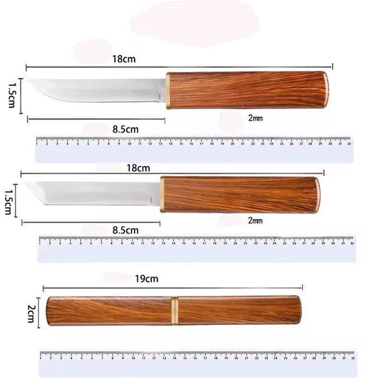 Precisee 2-in-1 Stainless Steel Kitchen Knife Set – Double Blade Fruit & Vegetable Knives with Wooden Box.