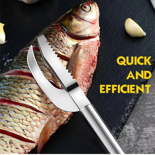 3-in-1 Stainless Steel Fish Cleaning Tool – Scaler, Knife & Maw Remover