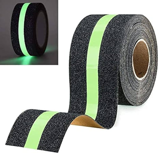 Anti-Slip Safety Grip Tape with High Visibility Glow , Ideal For Stairs & Floors-2 Inch x 5 Meters