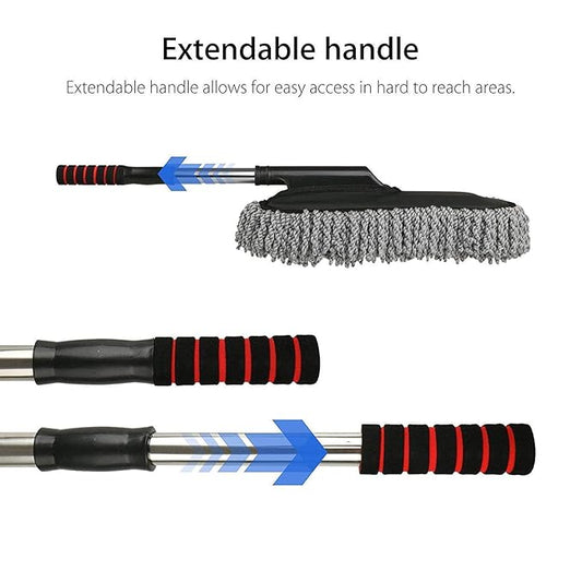 Microfiber Car Duster Brush with Long Handle – Multipurpose Cleaning Tool (Grey)