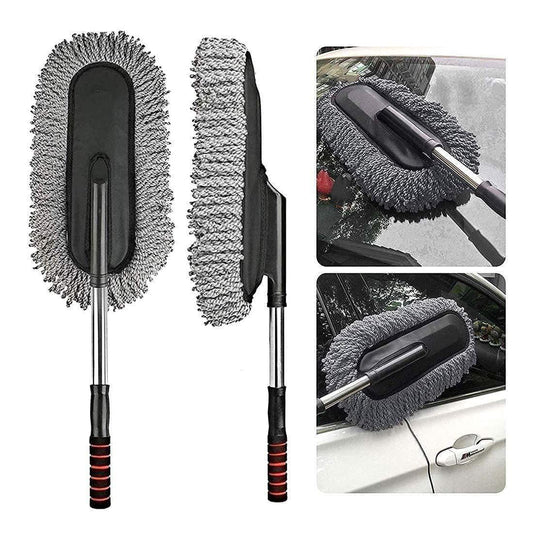 Microfiber Car Duster Brush with Long Handle – Multipurpose Cleaning Tool (Grey)
