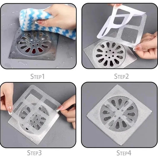 Disposable Hair Catcher Stickers – Shower & Sink Drain Covers for Hair Trap and Clog Prevention (Mesh Design)