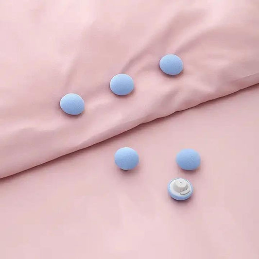 One-Button Bedsheet & Duvet Cover Clips – Non-Slip Blanket Fasteners (6 Pcs, Pink & Blue)