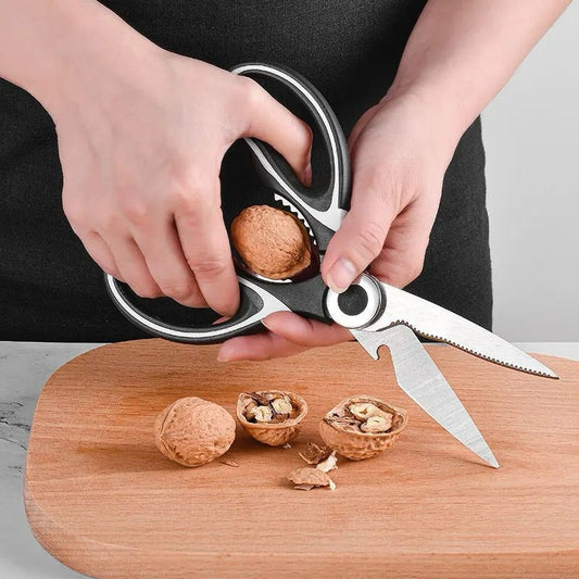 Precisee Multipurpose Kitchen Scissors with Protective Case – Stainless Steel Shears for Cutting Meat, Fish & Vegetables (Black)